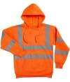 WR012 DWHV44 Warrior Hi-Vis Pull On Hoodie Fluorescent Orange colour image
